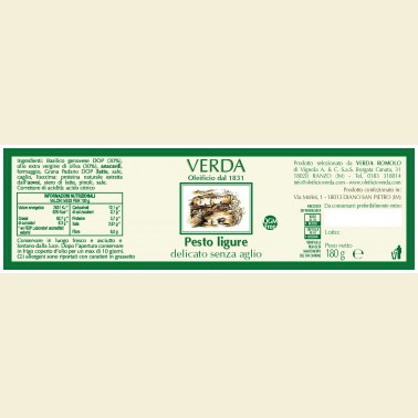 Pesto ligure delicato senz'aglio 180gr